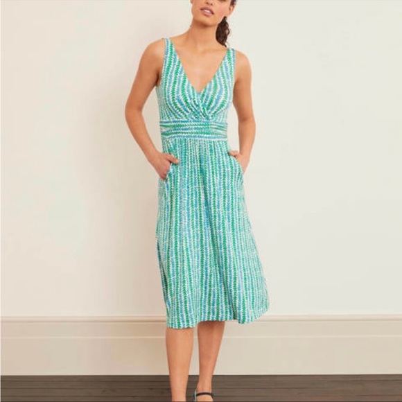 Boden Dresses & Skirts - Boden Sleeveless V-Neck Effie Jersey Dress Size 14R blue green